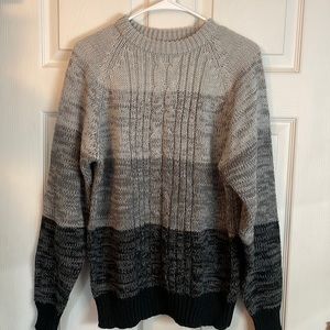 Vintage Chartwell Black/Grey striped sweater. “Grandpa style”. Size Large.